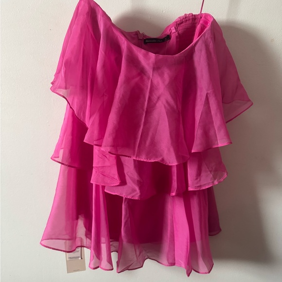 Abercrombie & Fitch Pink Strapless Ruffle Tiered Mini Dress - Picture 3 of 6